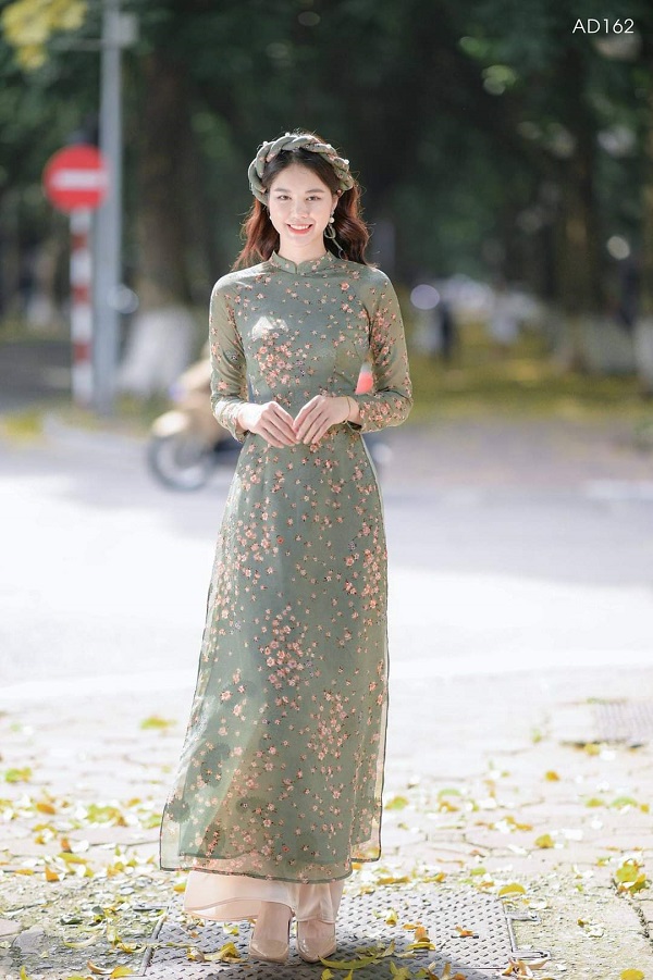 vải áo dài hoa nhí đẹp
