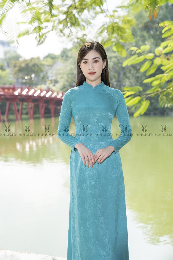vải áo dài màu xanh ngọc bích