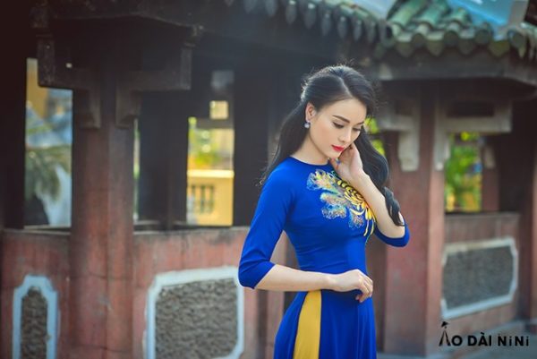 vải áo dài màu xanh nước biển