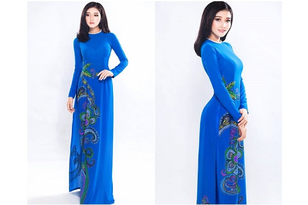 vải áo dài màu xanh nước biển