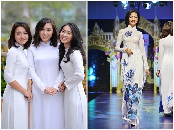 áo dài trắng xanh
