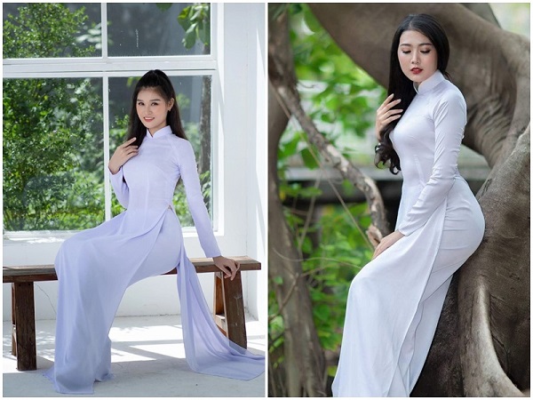 vải áo dài trắng xanh