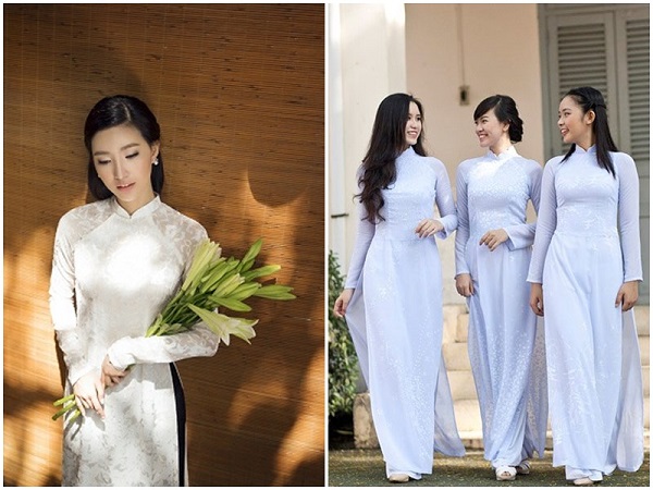 vải áo dài màu trắng xanh