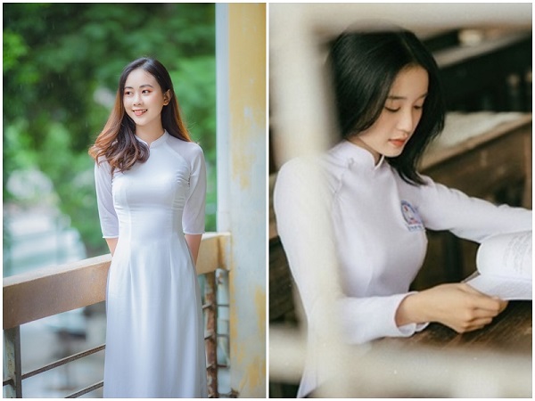 áo dài trắng xanh